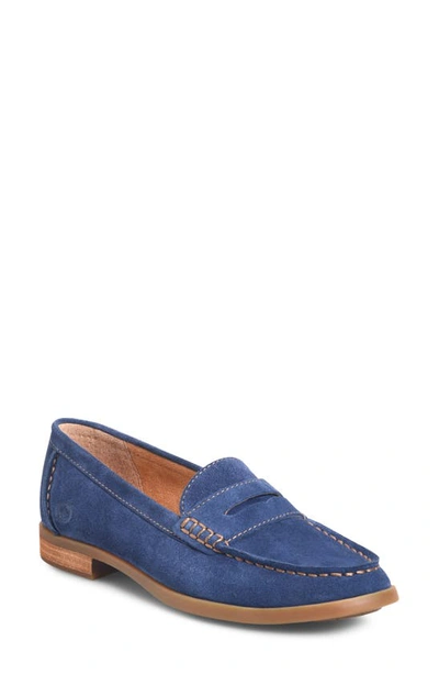 Born Bly Penny Loafer In Blue Suede