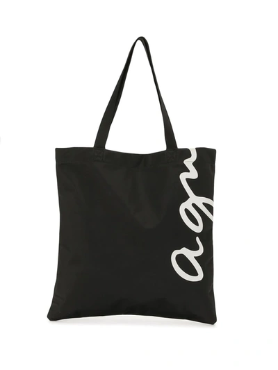 Agnès B. Logo-print Shopper Tote In Black