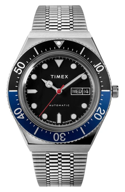Timexr M79 Automatic Bracelet Watch, 38mm In Silver/ Black/ Blue Multi
