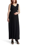 Everly Grey Valeria Maternity/nursing Maxi Dress In Black