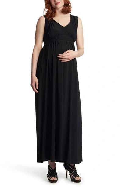 Everly Grey Valeria Maternity/nursing Maxi Dress In Black