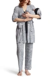Everly Grey Analise During & After 5-piece Maternity/nursing Sleep Set In Twilight