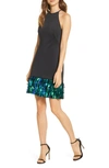 Sho Tiered Sequin Hem Cocktail Dress In Black