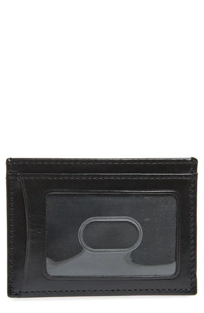 Johnston & Murphy Leather Card Case In Black Full Grain Leather