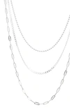 Argento Vivo Three-row Layered Chain Necklace In Silver
