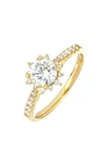Bony Levy Pave Diamond & Cubic Zirconia Vintage Solitaire Engagement Ring In Yellow Gold/ Diamond