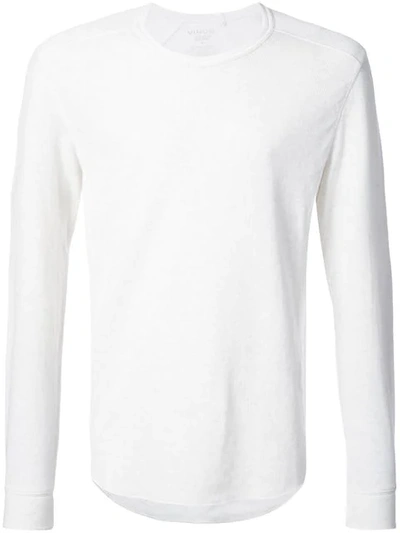 Vince Flat-back Ribbed Long-sleeve Crewneck T-shirt, White