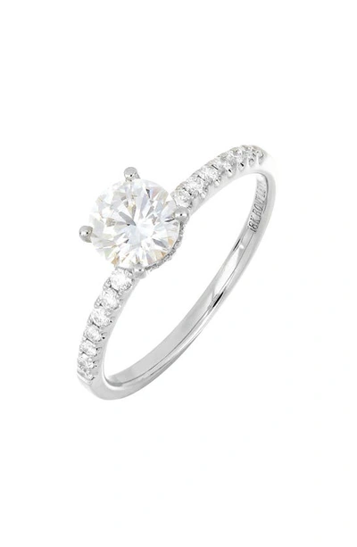 Bony Levy Pavé Diamond & Cubic Zirconia Solitaire Engagement Ring Setting In White Gold/ Diamond