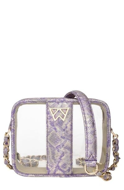 Kelly Wynne Clear Mingle Mingle Mini Crossbody Bag In Light Purple Python