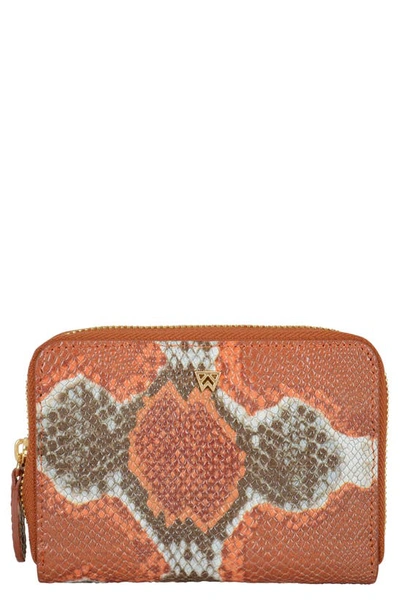 Kelly Wynne Money Maker Leather Zip Wallet In Orange Multi