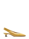 La Sellerie Leather Mustard Pointed Shoes In Yellow