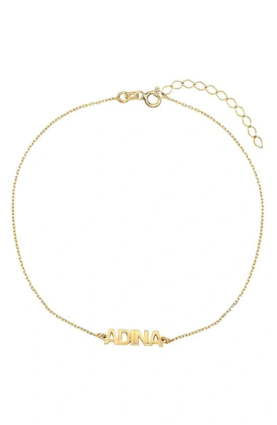 Adinas Jewels Mini Nameplate Personalized Anklet In Gold