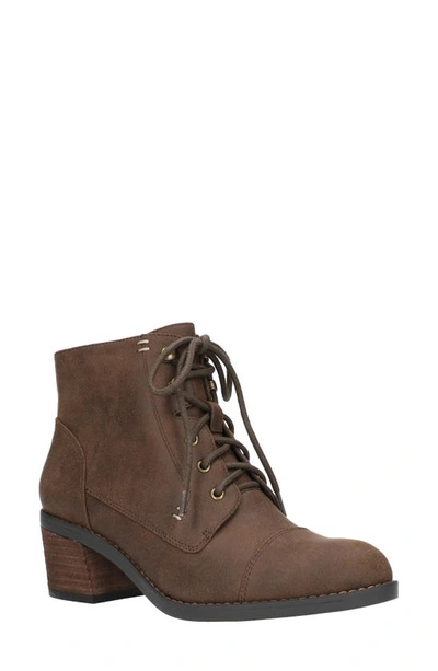 Bella Vita Sarina Womens Faux Suede Ankle Combat & Lace-up Boots In Brown