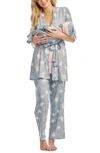 Everly Grey Analise During & After 5-piece Maternity/nursing Sleep Set In Jungle Floral