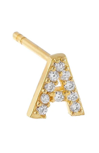 Adinas Jewels Pavé Initial Stud Earring In Gold