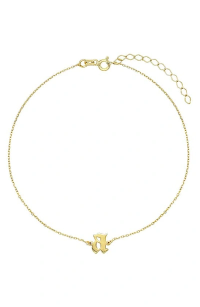 Adinas Jewels Gothic Initial Anklet In Gold