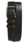 Torino Belts Glazed Leather Belt In Black