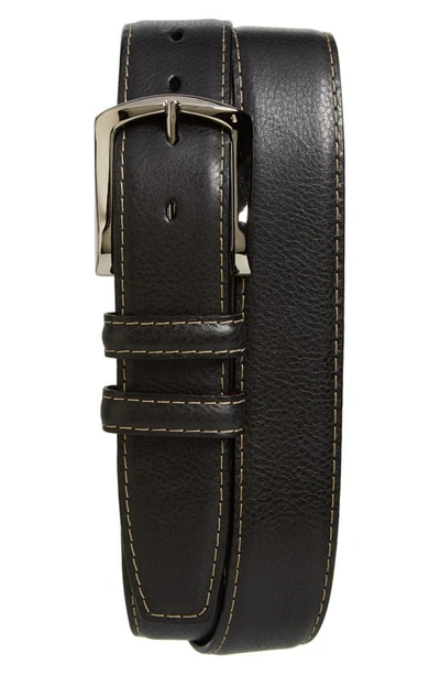 Torino Belts Glazed Leather Belt In Black