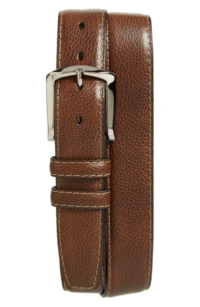Torino Belts Glazed Leather Belt In Brown
