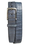 Torino Caiman Leather Belt In Blue Jean