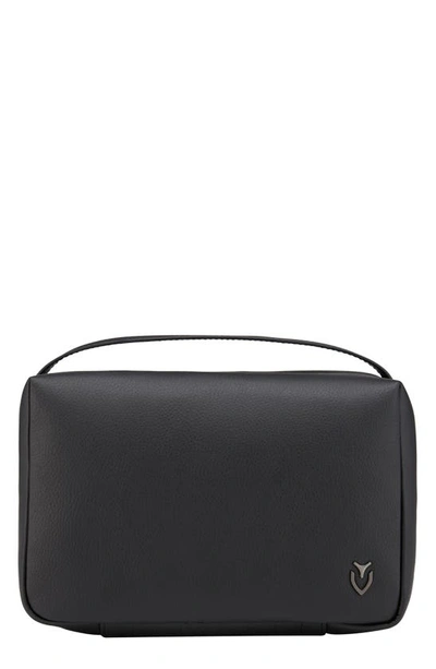 Vessel Signature 2.0 Faux Leather Toiletry Case In Pebbled/ Croc Black