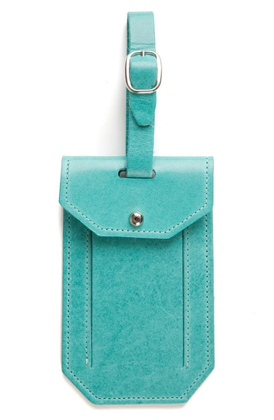 Moore & Giles Leather Luggage Tag In Ocean