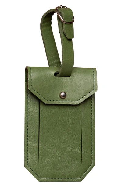 Moore & Giles Leather Luggage Tag In Sour Apple