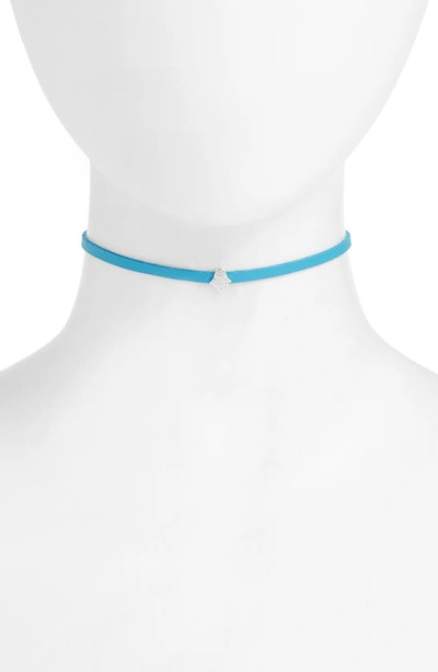 Knotty Charm Choker In Turquoise/ Rhodium Chain