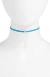 Knotty Charm Choker In Turquoise/ Rose Gold Chain