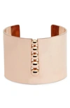 Knotty Bead Inset Wide Cuff In Rose Gold