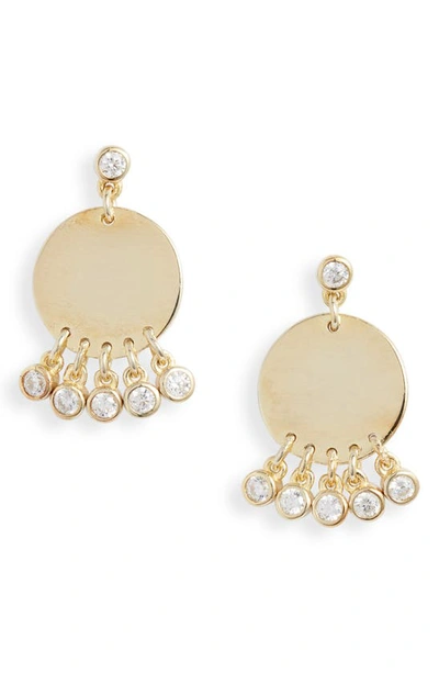 Knotty Fringe Disc Earrings In Gold