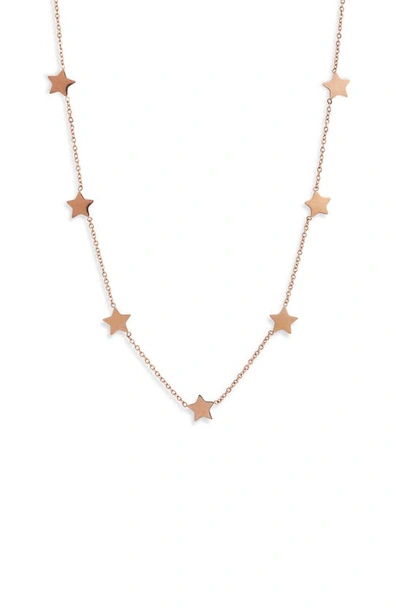 Knotty Stars Charm Necklace In Rose Gold