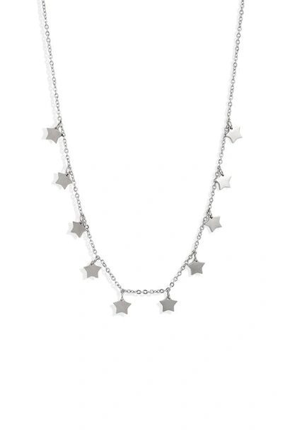 Knotty Stars Charm Necklace In Rhodium Silver