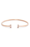 Knotty Skinny Crystal Cap Cuff In Rose Gold