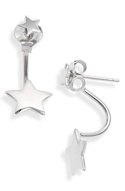 Knotty Wraparound Star Ear Jackets In Rhodium Silver