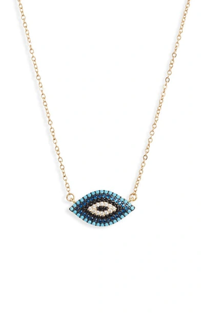 Knotty Pavé Evil Eye Pendant Necklace In Gold