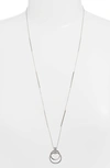 Knotty Crystal Open Circle Pendant Necklace In Rhodium