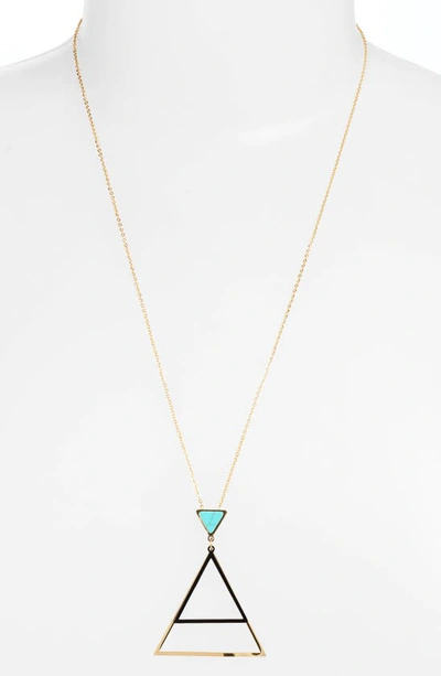 Knotty Triangle Pendant Necklace In Gold/ Turquoise