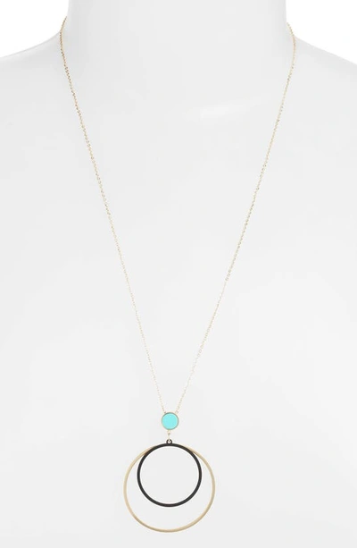 Knotty Sphere Focus Necklace In Gold/ Turquoise