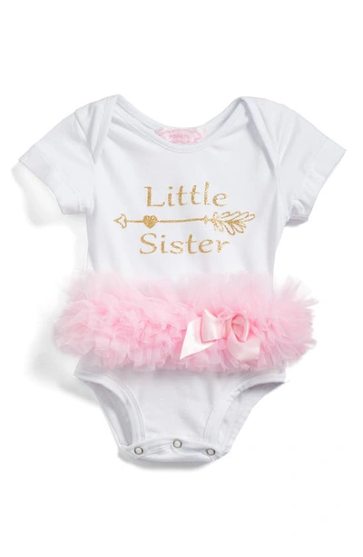 Popatu Babies' Little Sister Skirted Bodysuit In White