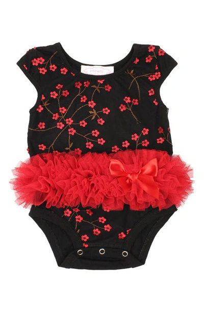 Popatu Babies' Embroidered Tutu Bodysuit In Black