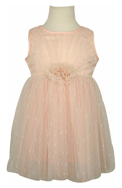 Popatu Kids' Metallic Stripe Tulle Party Dress In Dusty Pink