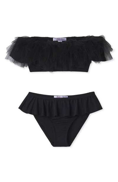Stella Cove Kids' Tulle Two-piece Swimsuit In Black
