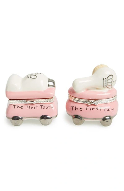 Mud Pie 'princess' First Tooth & Curl Treasure Box Set In Pink