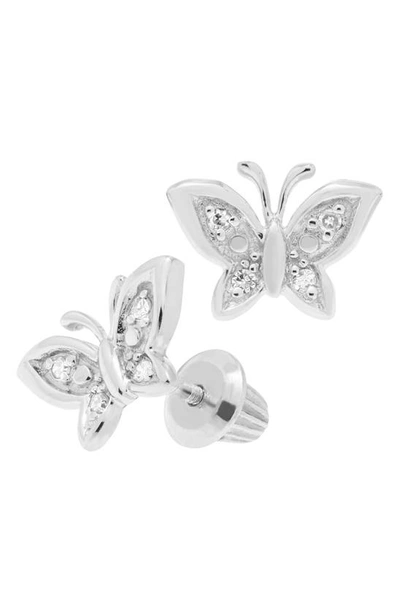 Mignonette Babies' Sterling Silver & Diamond Butterfly Stud Earrings