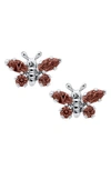 Mignonette Babies' Butterfly Birthstone Sterling Silver Earrings In January