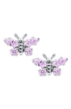 Mignonette Babies' Butterfly Birthstone Sterling Silver Earrings In June