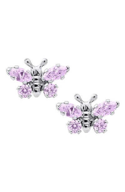 Mignonette Babies' Butterfly Birthstone Sterling Silver Earrings In June