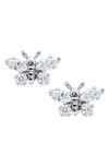 Mignonette Babies' Butterfly Birthstone Sterling Silver Earrings In April