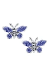 Mignonette Babies' Butterfly Birthstone Sterling Silver Earrings In September